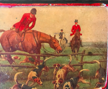 Load image into Gallery viewer, Box, vintage decoupage hunt Scene for jewelry, cufflinks, paper clips, you name it!