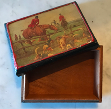Load image into Gallery viewer, Box, vintage decoupage hunt Scene for jewelry, cufflinks, paper clips, you name it!