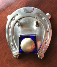 Load image into Gallery viewer, Desk Inkwell & Pen Stand Horseshoe, early 1900’s silverplate