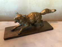 Load image into Gallery viewer, Bronze fox statue, vintage/antique