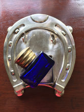 Load image into Gallery viewer, Desk Inkwell & Pen Stand Horseshoe, early 1900’s silverplate