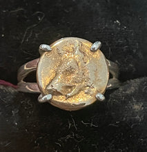 Load image into Gallery viewer, Ring, Petite Fired Bronze Fox Head Medallion set in Sterling, Sz 5.75
