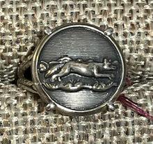 Load image into Gallery viewer, Ring, Running Fox Button set in Sterling Silver, Sz 4.5
