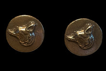 Load image into Gallery viewer, Earrings, Antique Hunt Designs Fox Profile Post Earrings, in Yellow Bronze w sterling silver posts
