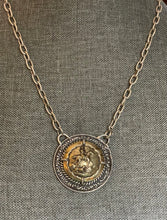 Load image into Gallery viewer, Necklace, Fabulous Bronze Huntsman set in detailed Sterling Silver Bezel on Sterling Twist Paper Clip Chain
