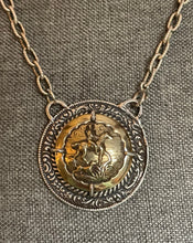 Load image into Gallery viewer, Necklace, Fabulous Bronze Huntsman set in detailed Sterling Silver Bezel on Sterling Twist Paper Clip Chain
