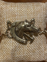 Load image into Gallery viewer, Bracelet, Antique Hunt Designs, Lucky Hunt Horse, Lost Wax Cast in Bronze on Gold-plated Chain
