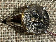 Load image into Gallery viewer, Ring, Sterling Silver w Hunt Scene Button, Sz 6
