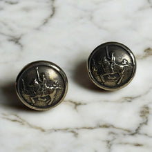 Load image into Gallery viewer, Earrings, Polo Ponies in Yellow Bronze w Sterling Silver Posts
