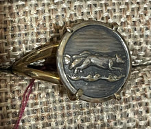 Load image into Gallery viewer, Ring, Running Fox Button, Silver Colored Metal, set in Solid Bronze, Sz 6
