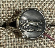Load image into Gallery viewer, Ring, Running Fox Button set in Sterling Silver, Sz 4.5
