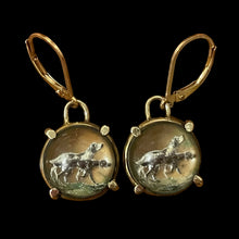 Load image into Gallery viewer, Earrings, Vintage Hound crystals, set in Bronze on 14kt Gold-filled Earwires
