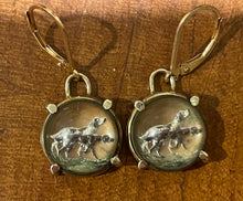 Load image into Gallery viewer, Earrings, Vintage Hound crystals, set in Bronze on 14kt Gold-filled Earwires
