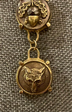 Load image into Gallery viewer, Necklace, Antique Hunt Designs Double Strand Triplicate with Rabbit, Acorn &amp; Fox, Gold-Plated &amp; Chalcedony Chain
