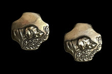 Load image into Gallery viewer, Earrings, Tyrolean Hound in Yellow Bronze w sterling silver posts
