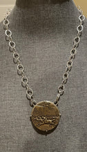 Load image into Gallery viewer, Necklace, Antique Hunt Designs Bronze Horse Race Medallion, Lost Wax Cast, set in Sterling on Sterling Chain 20”
