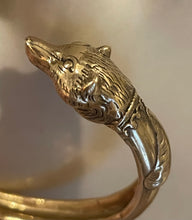 Load image into Gallery viewer, Bracelet, Antique Hunt Designs Exclusive 19th c. Fox &amp; Hound Wrap Style Cuff, in White or Yellow Bronze
