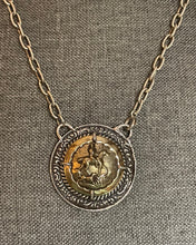 Load image into Gallery viewer, Necklace, Fabulous Bronze Huntsman set in detailed Sterling Silver Bezel on Sterling Twist Paper Clip Chain

