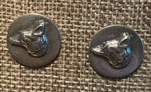 Load image into Gallery viewer, Earrings, Antique Hunt Designs Fox Profile Post Earrings, in Sterling Silver w sterling silver posts
