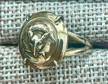 Load image into Gallery viewer, Ring - Bronze Fox Mask, Brush &amp; Hunt Whip Medallion in Bronze Setting, size 5.75
