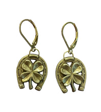 Load image into Gallery viewer, Earrings, Antique Hunt Designs Lucky Charm Horse Shoes &amp; Clover in Bronze (or Sterling Silver)
