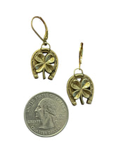 Load image into Gallery viewer, Earrings, Antique Hunt Designs Lucky Charm Horse Shoes &amp; Clover in Bronze (or Sterling Silver)
