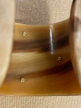 Load image into Gallery viewer, Bracelet, Antique Hunt Designs, Sterling Hunt Scene Hand Riveted to Natural Horn Cuff, Sz SM-MED
