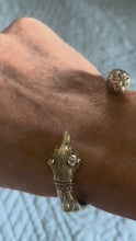 Load and play video in Gallery viewer, Bracelet, Antique Hunt Designs Exclusive 19th c. Fox &amp; Hound Wrap Style Cuff, in White or Yellow Bronze
