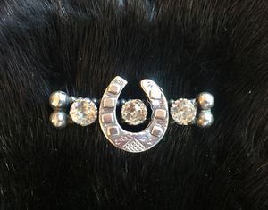 Stock Pin-Brooch, Mid 1800's Sterling horse shoe pin w "paste" diamonds, perfect for Dressage