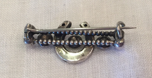 Load image into Gallery viewer, Stock Pin-Brooch, Mid 1800&#39;s Sterling horse shoe pin w &quot;paste&quot; diamonds, perfect for Dressage
