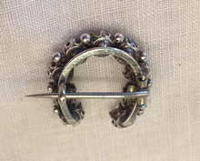 Load image into Gallery viewer, Brooch, Civil War era &quot;paste&quot; diamond &amp; Sterling horse shoe, Dressage Ring
