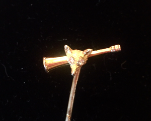 Stickpin, Antique Gold & Diamond Fox-Hunt Horn