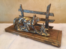 Load image into Gallery viewer, Desk Letter Holder, Old English Brass Fox &amp; Fence
