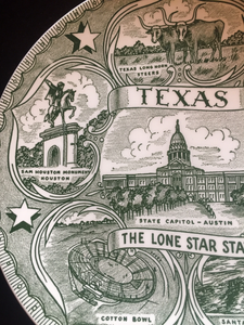 Bar/Tableware or Wall Decoration, Texas Collector's Plate, Vintage