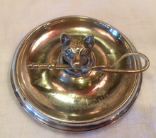 Load image into Gallery viewer, Desk Catch-All or Pin Dish, Antique Trophy w Fox &amp; Hunt Whip
