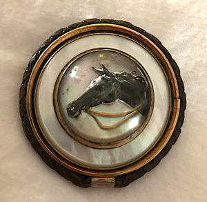Reverse Crystal Brooch, Vintage Horse