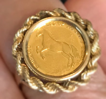Load image into Gallery viewer, Ring, 14k with .999 pure gold Singapore horse coin
