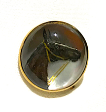Load image into Gallery viewer, Stickpin, 14 kt, reverse painted horse portrait crystal, fabulous detail

