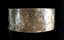 Load image into Gallery viewer, Bracelet, hand engraved floral pattern, sterling 1936
