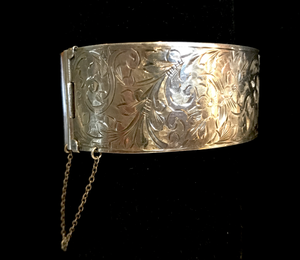 Bracelet, hand engraved floral pattern, sterling 1936