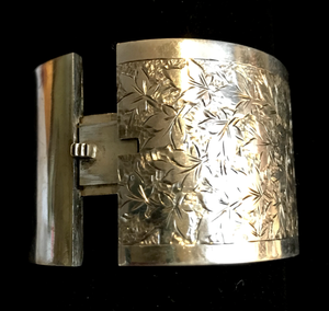 Bracelet, hand engraved sterling, antique, Art Nouveau