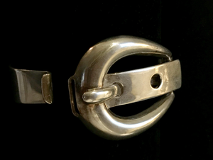 Bracelet, large buckle, sterling, mid century modern