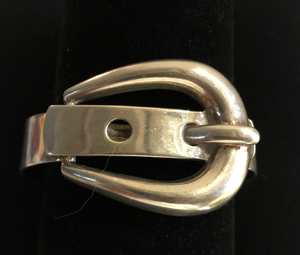 Bracelet, large buckle, sterling, mid century modern
