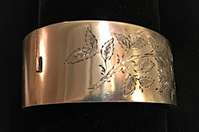 Load image into Gallery viewer, Bracelet, sterling, hand engraved, mint condition, 1883 with original box
