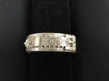 Load image into Gallery viewer, Bracelet, buckle, hand engraved, unmarked sterling, beaded edge
