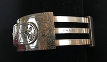 Load image into Gallery viewer, Bracelet, buckle, sterling, hallmarked 1885, hand engraved
