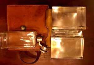 Sandwich Case, Ladies’, English made with James Dixon & Sons, silverplated, hinged-top flask, very good vintage condition
