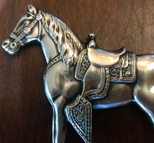 Load image into Gallery viewer, Brooch, Western horse, large impressed sterling, 1940-1970
