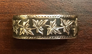 Scarf ring, 19th c, sterling, intricate ivy design