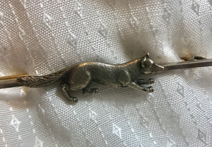 Stock pin, fox on bar pin, vintage, sterling silver